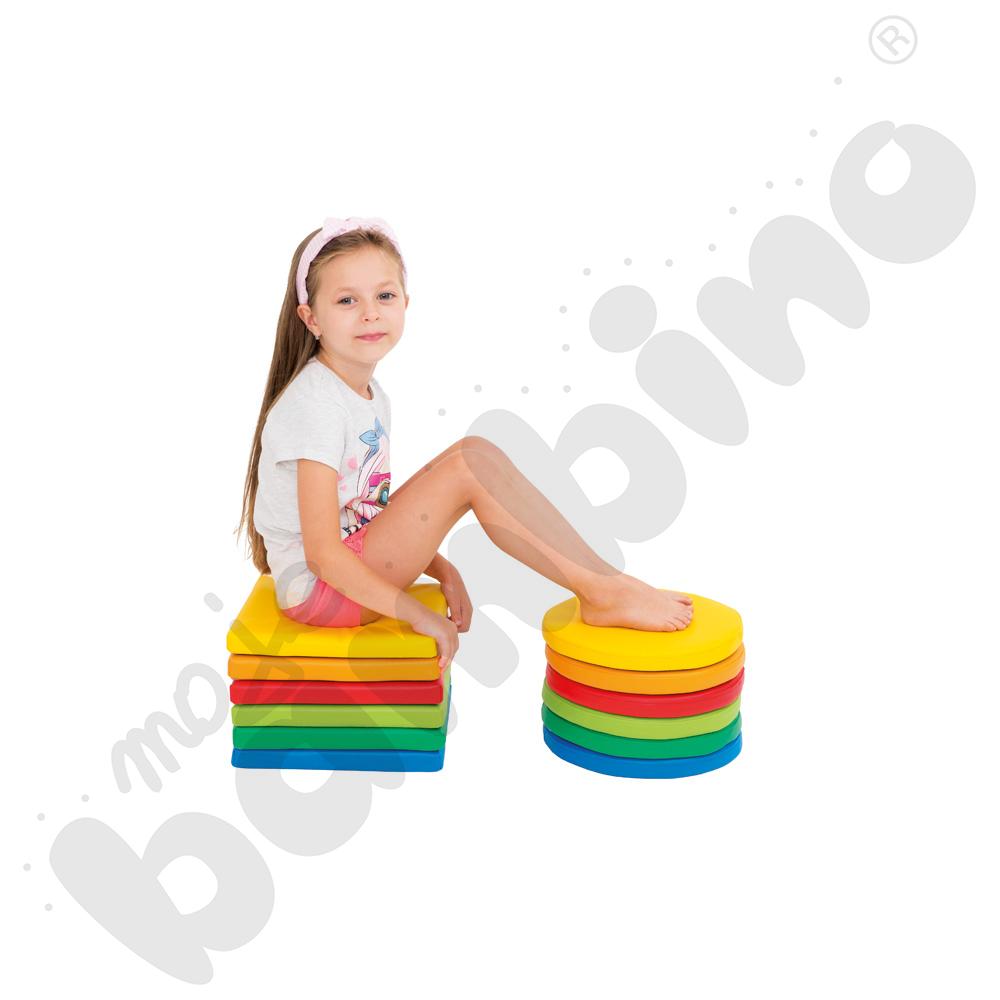 Zestaw pufek niskich kwadratowych, 6 szt.