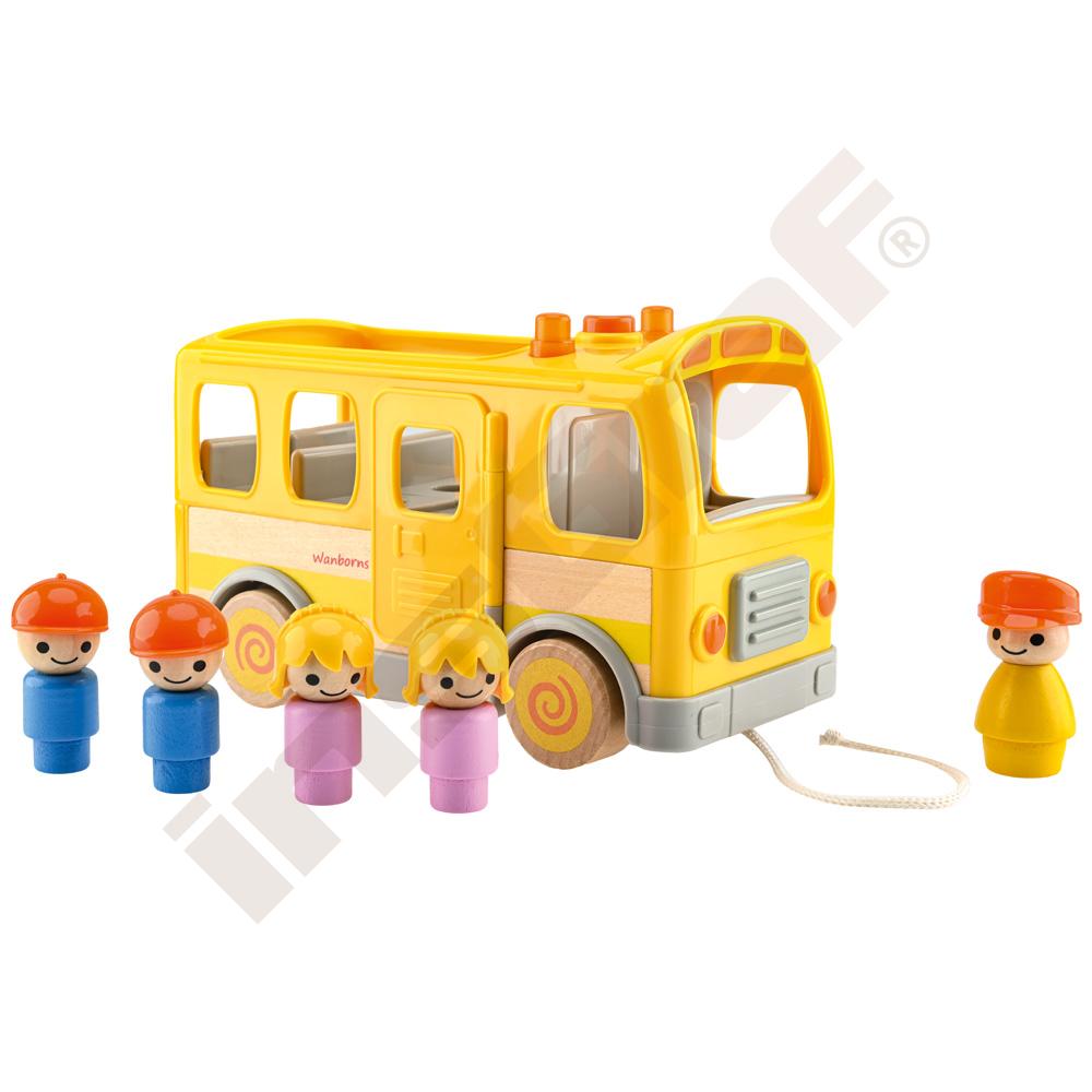 Drevený školský autobus so zvukom a svetlami