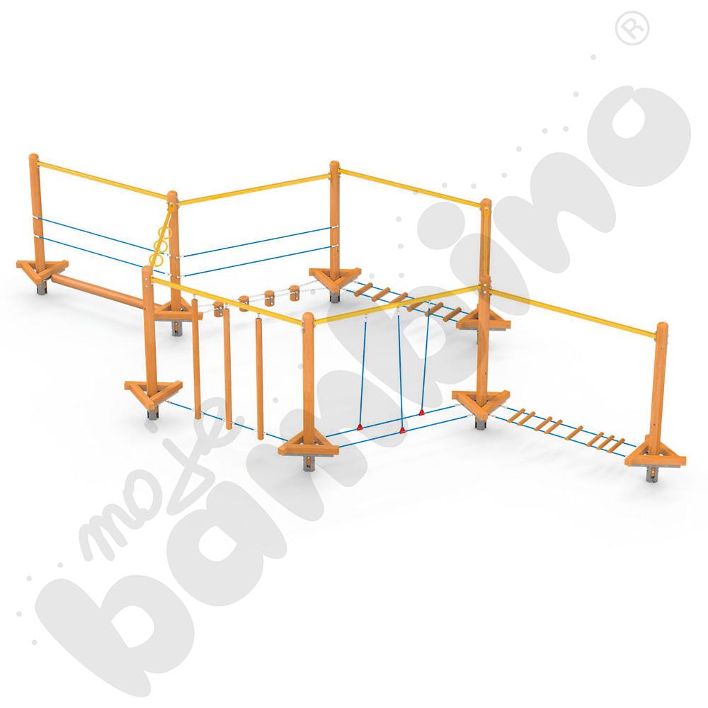 Zestaw Mini park linowy 3, drewniane słupy