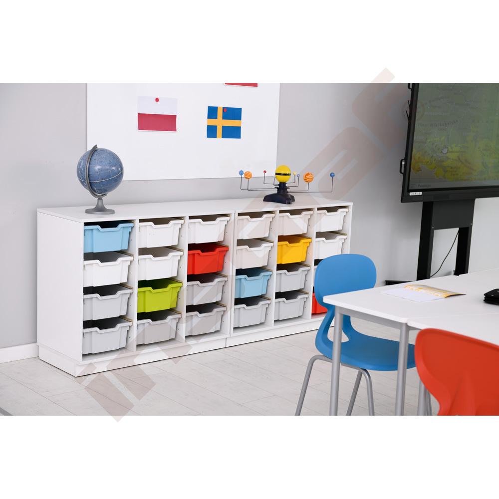 Quadro - skříňka M na plastové zásobníky, se 2 předěly - bílá 