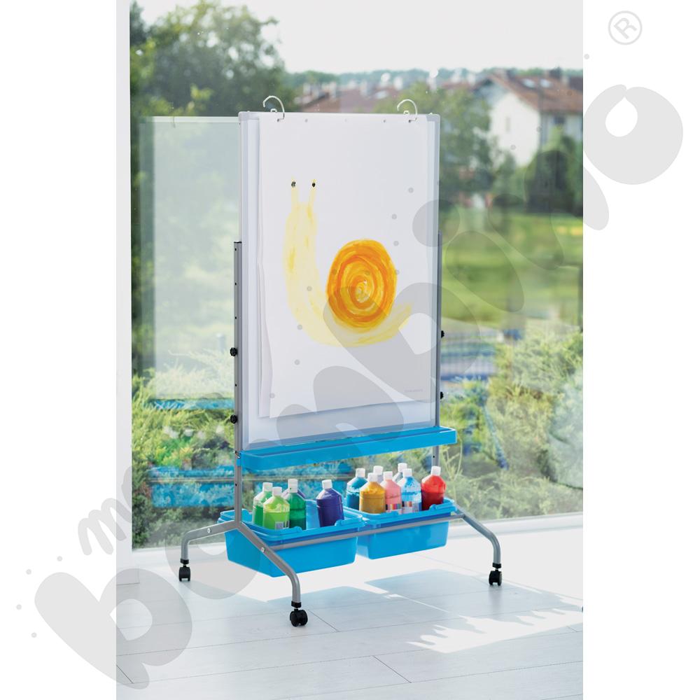 Tablica suchościeralna magnetyczna mobilna 75 x 100 cm - niebieskie pojemniki