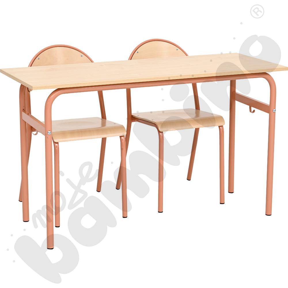 Stół Daniel 2-os. klon375 z krzesłami P, rozm. 6, łososiowe