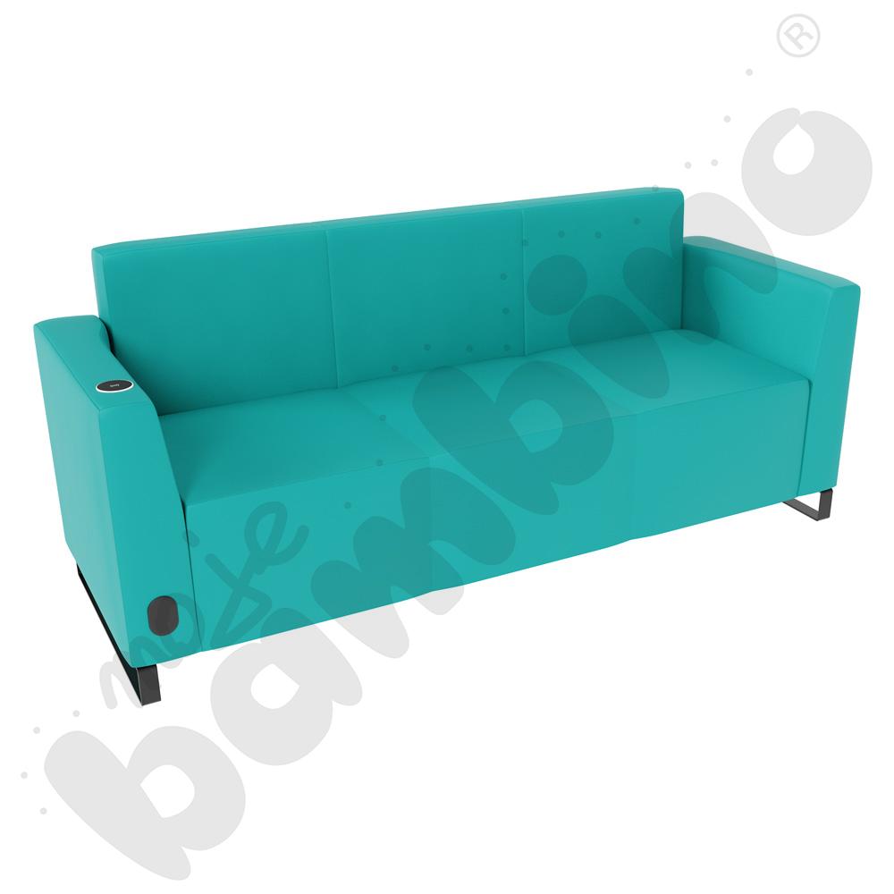 Sofa Universum 3-os. wys. 82 cm, 2 boki niskie, lewy z gniazdkiem elektrycznym i indukcją, tkanina MT11
