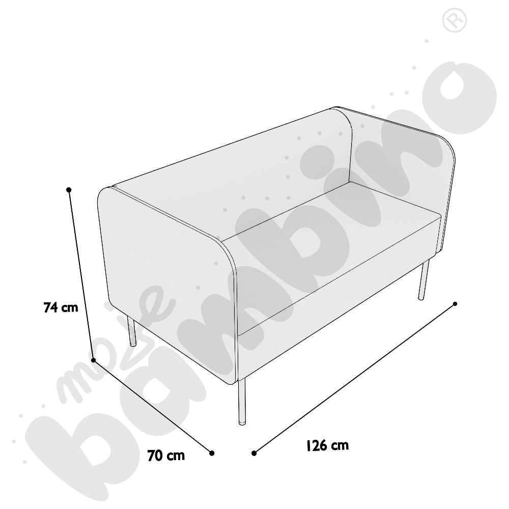 Sofa Versa 2-os. z filcowymi stopkami, stelaż turkusowy, tkanina BD13
