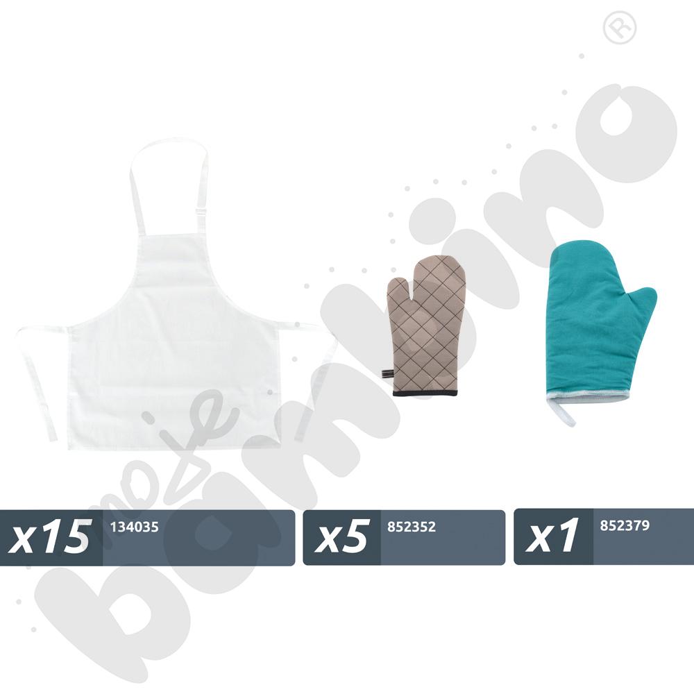 Zestaw fartuszków i rękawic kuchennych