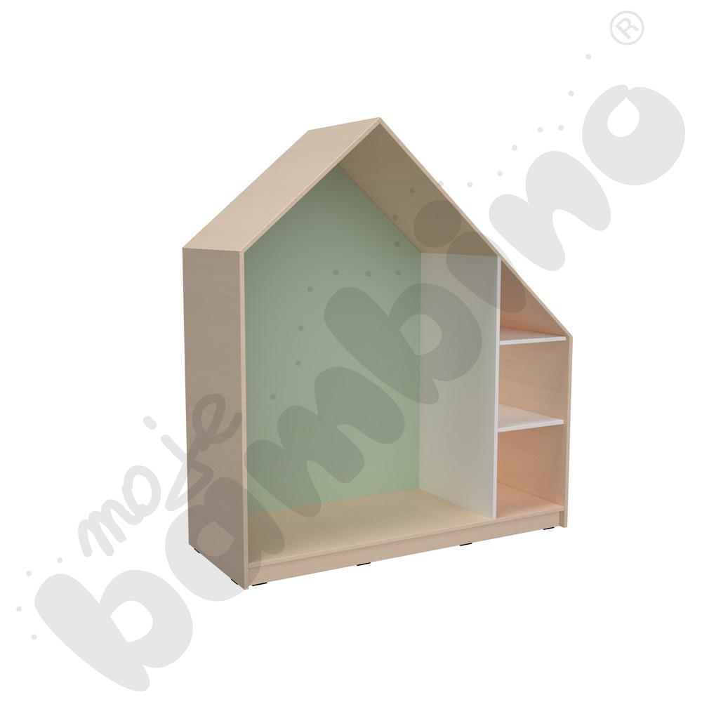Quadro - szafka-domek z 2 półkami - oliwkowa, skrzynia klon jasny