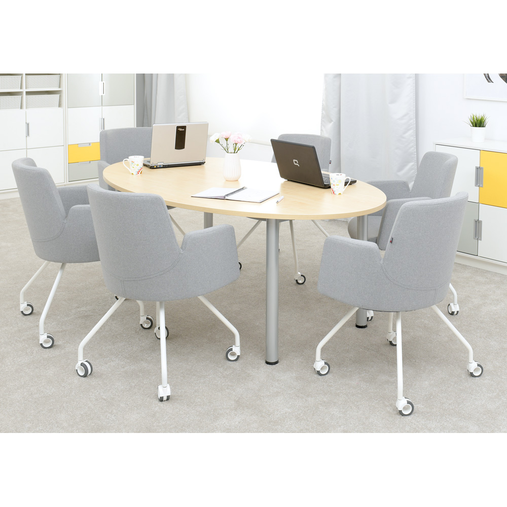 
Set Nr. 88 - Konferenztisch Expo, oval 200x120, mit Konferenzsesseln, grau
