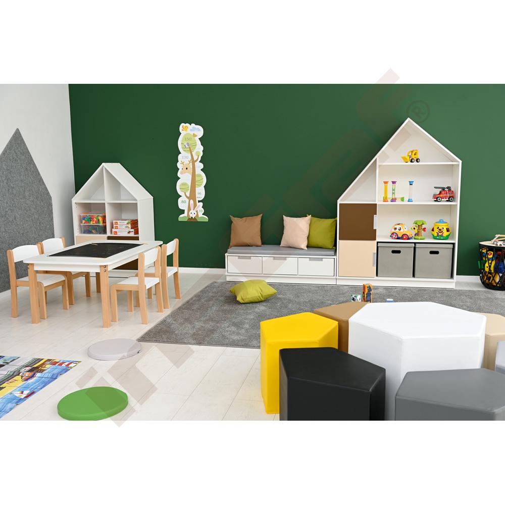 Quadro - skříňka-domeček se 3 policemi, k doplnění 4 širokými zásuvkami, korpus bílý