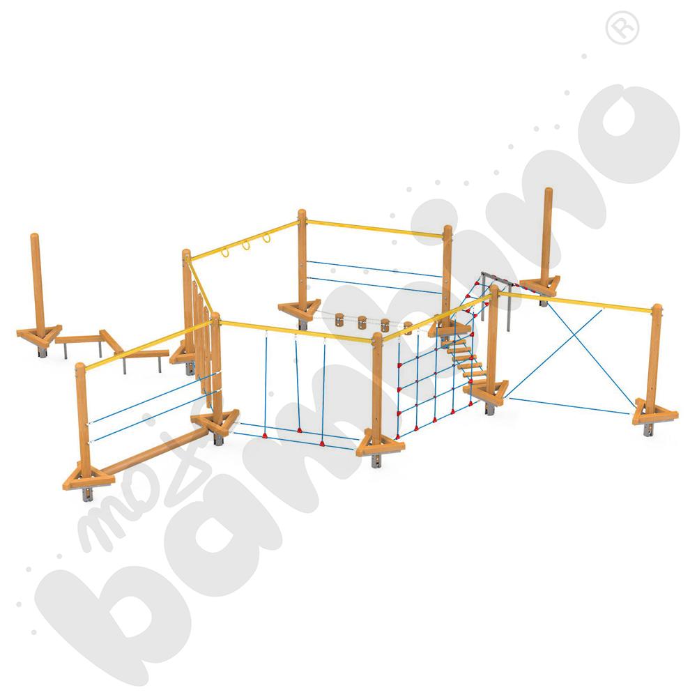 Zestaw Mini park linowy 7, drewniane słupy