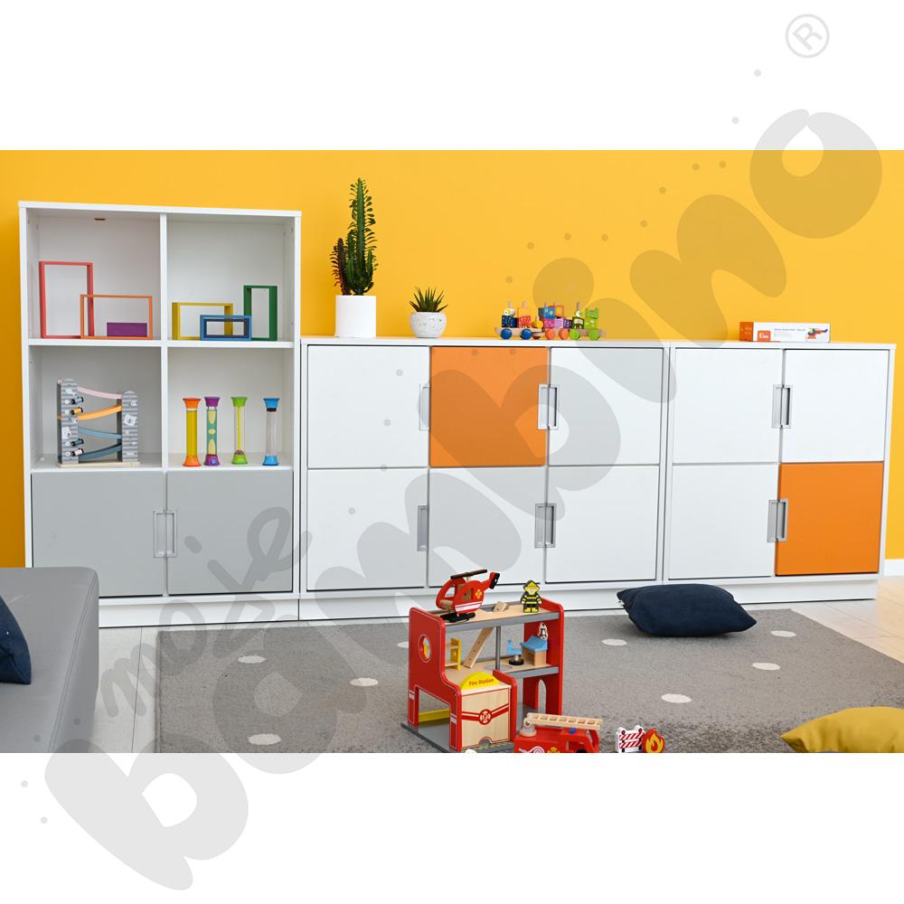 Quadro - regał M z 2 przegrodami i półką, biały