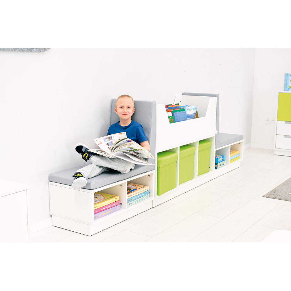 Quadro - szafka niska z siedziskiem PU, biała
