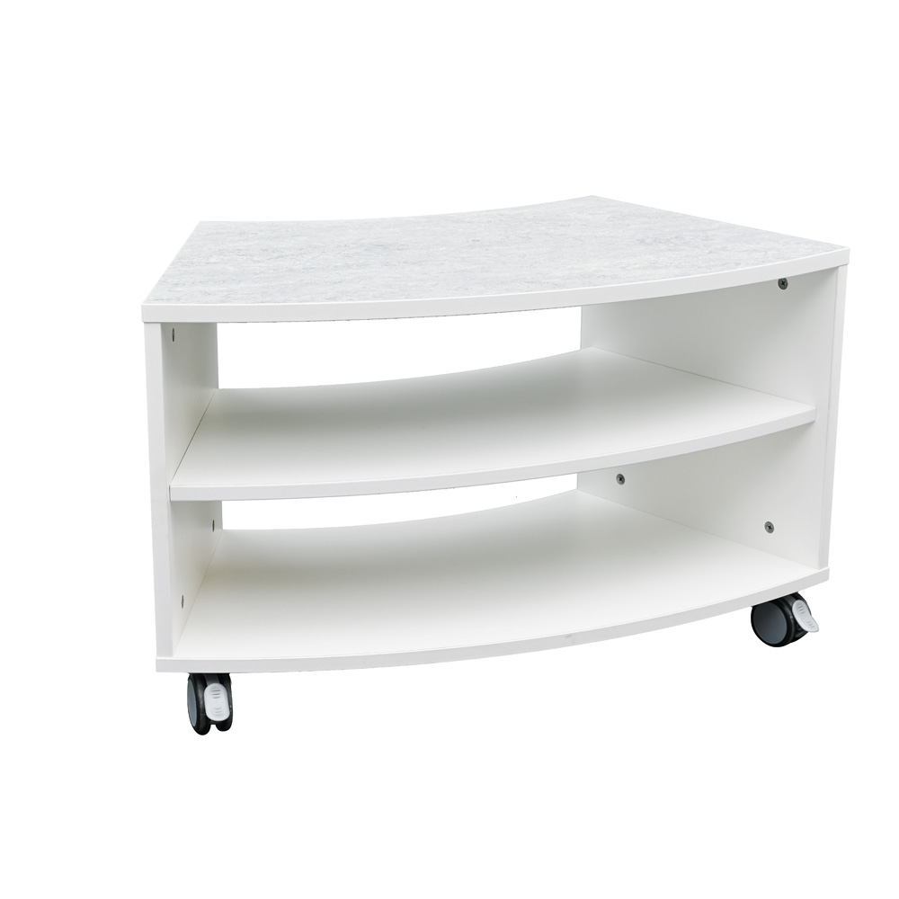 Quadro - tichá skrinka S 1/8 kruhu na kolieskach, biela
