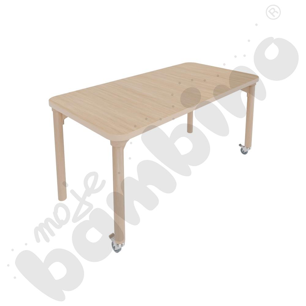 Stół Marcus śr. 120 cm, rozm. 2, nogi drewniane brzozowe z 2 kółkami, blat klon, obrzeże ABS