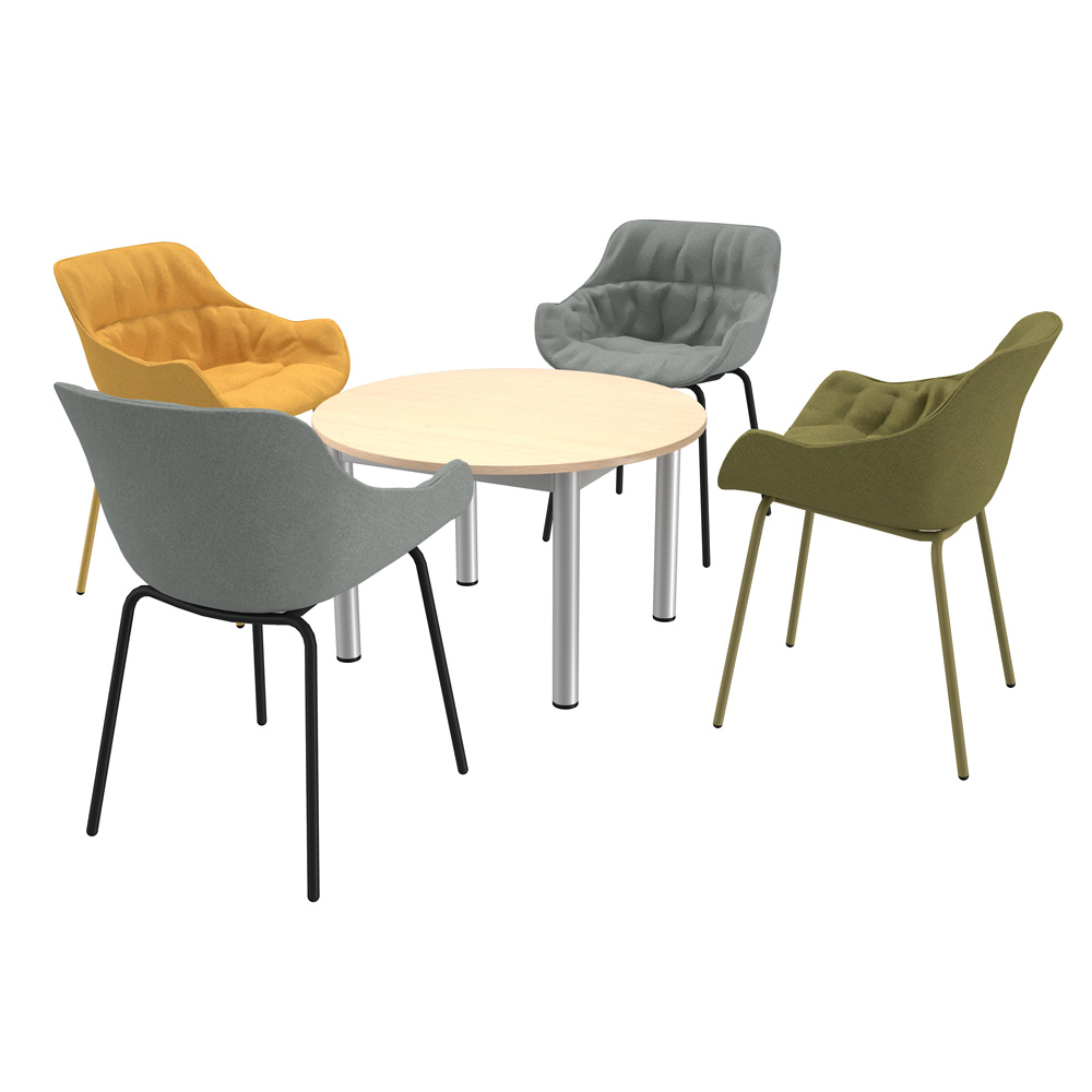 Okrúhly stôl Expo, javor 375 so 4 stoličkami Baltic Soft Duo mix farieb