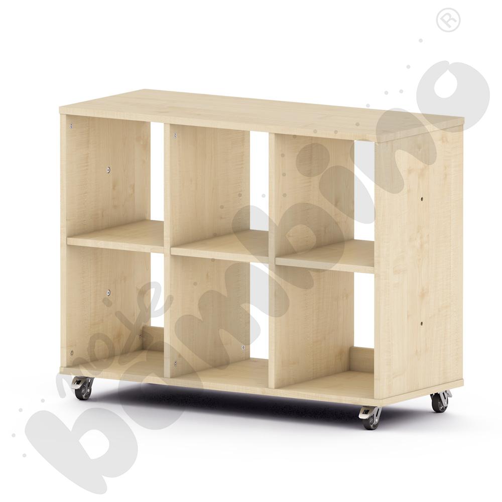 Regał 6-komorowy na kółkach/nóżkach, klon