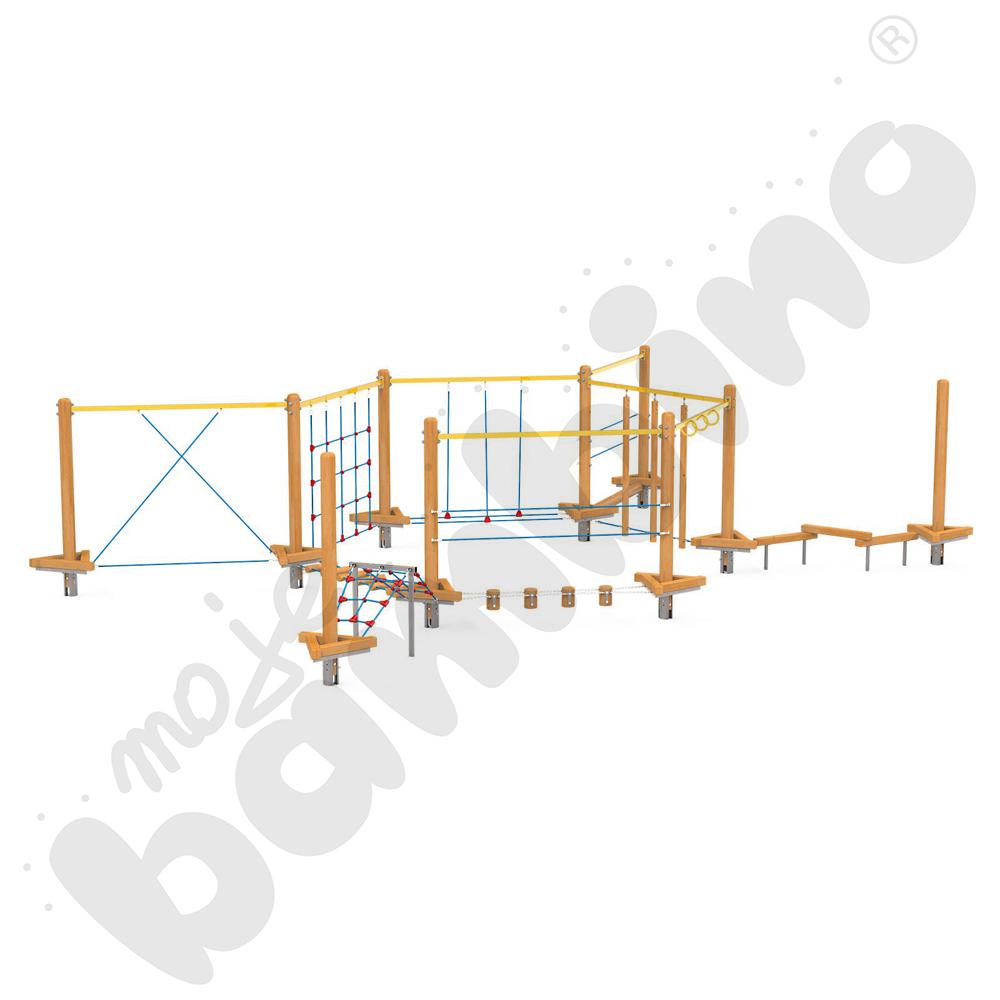   Zestaw Minipark linowy 7, drewniane słupy  
