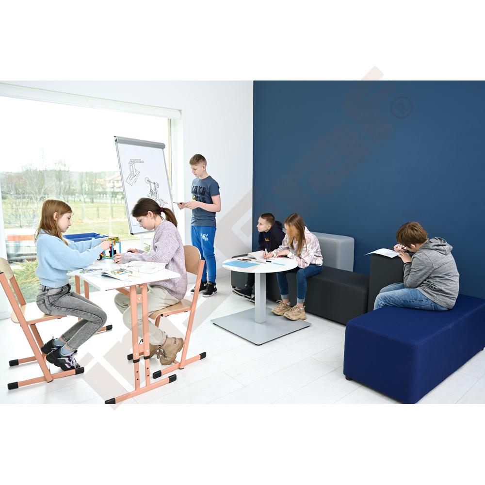 Kulatý stolek 70 cm s elektro regulací výšky - bílý 