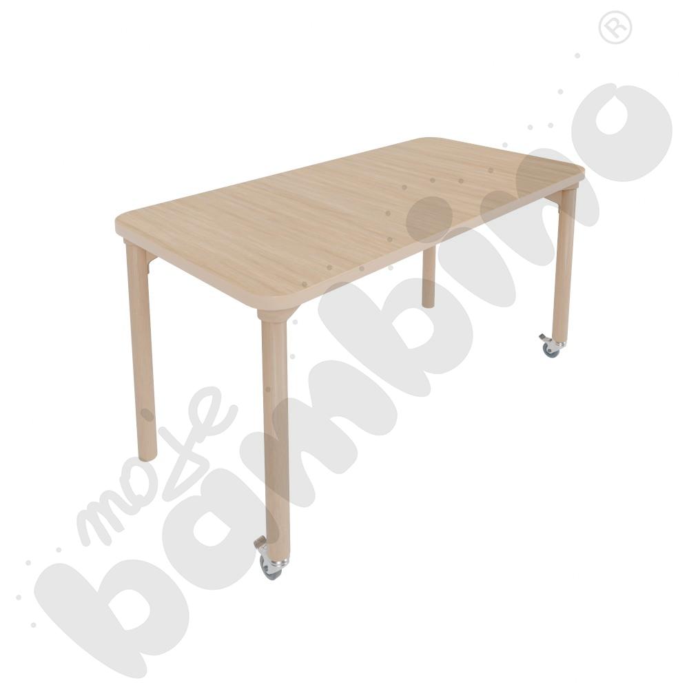 Stół Marcus śr. 90 cm, rozm. 2, nogi drewniane brzozowe z 2 kółkami, blat klon, obrzeże ABS