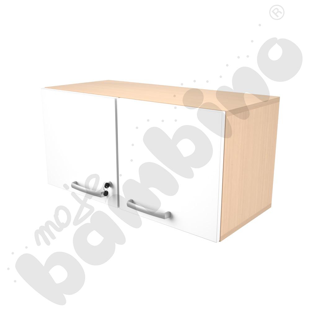 Szafka wisząca Grande S szeroka, drzwiczki z zamkiem – klon jasny-biała