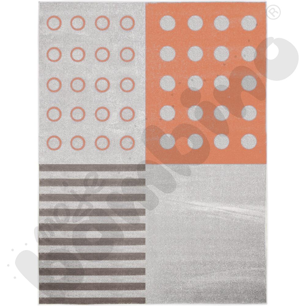 Dywan w kropki i paski, szaro-łososiowy, 2 x 3 m