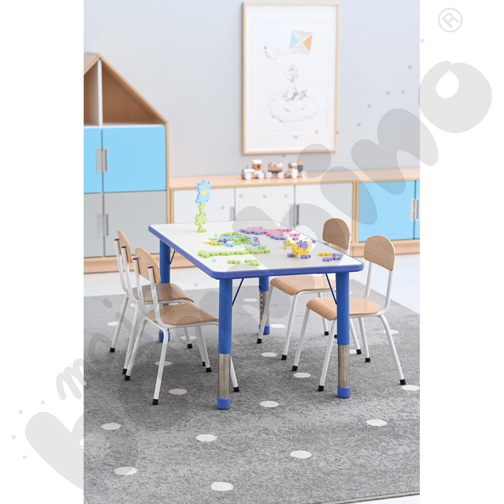 Stolik Pino prostokątny z regulowaną wysokością, rozm. 0-3 - niebieski