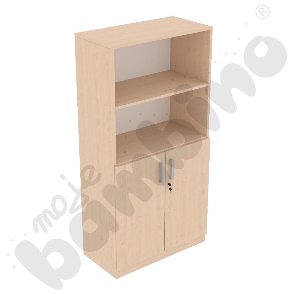 Regał Expo z szafką, wys. 152 cm, na cokole – klon 375