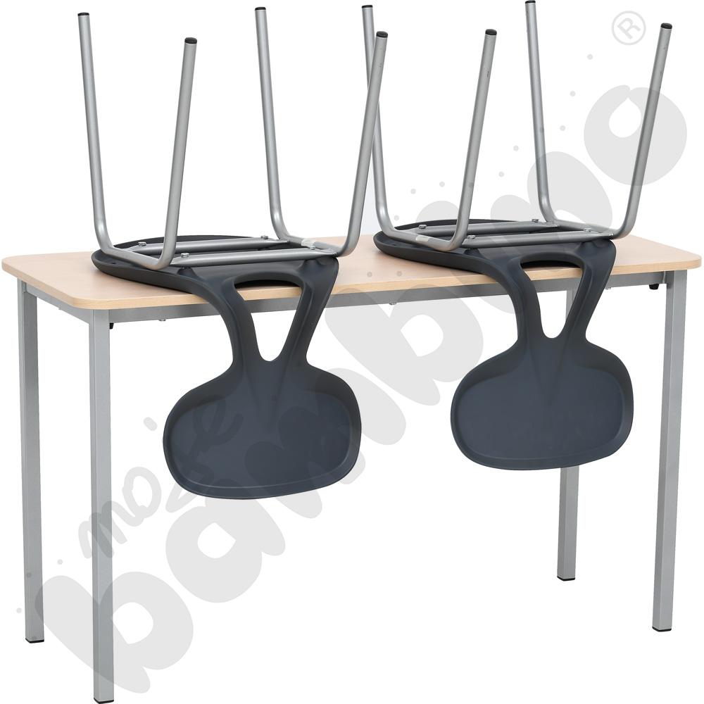 Stół Vorte 2-os., klon jasny z krzesłami Colores szarymi, rozm. 6