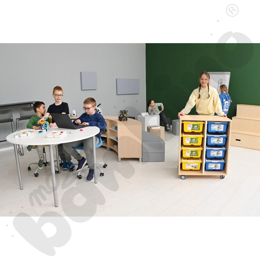 Quadro - szafka M na plastikowe pojemniki - z przegrodą, na kółkach, klon jasny