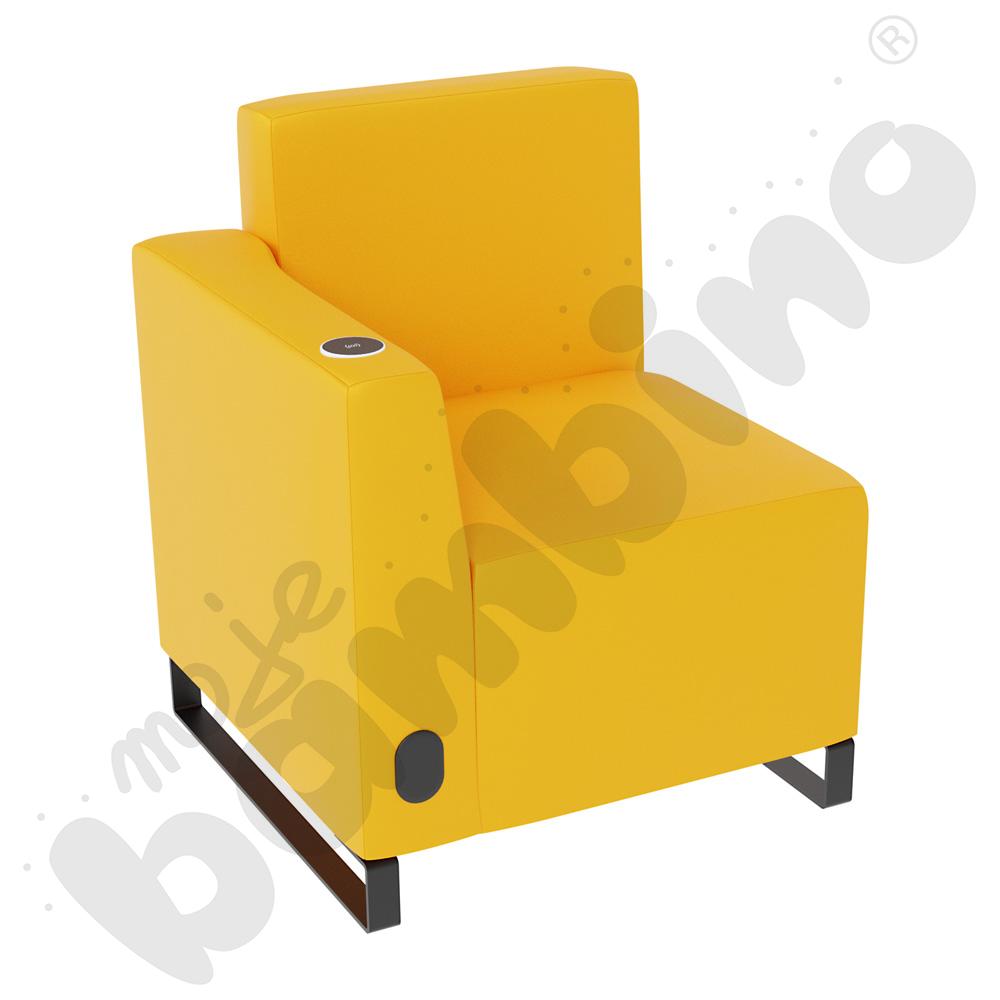 Fotel Universum wys. 82 cm, bok niski lewy z gniazdkiem elektrycznym i indukcją, tkanina MT09