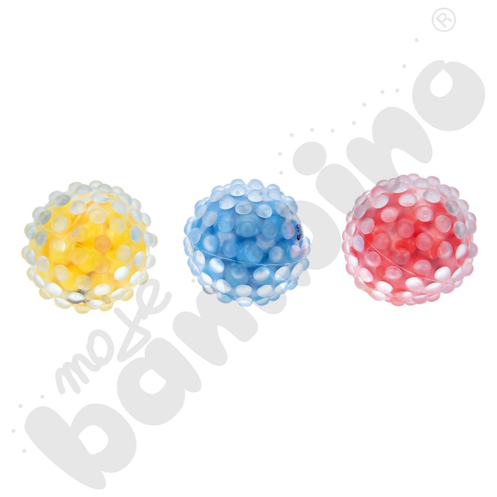 Piłeczki sensoryczne z kuleczkami, 3 szt.