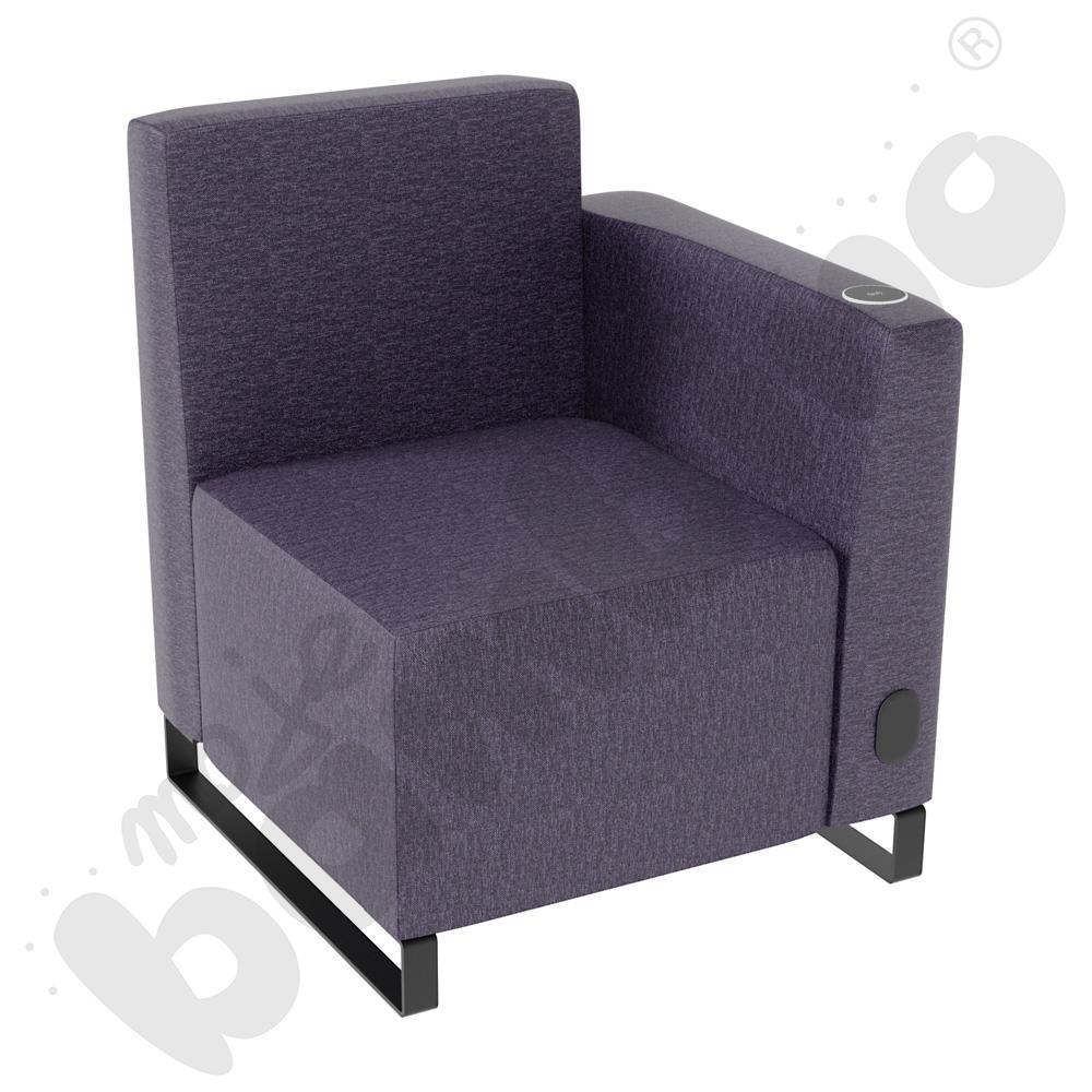 Fotel Universum wys. 82 cm, bok niski prawy z gniazdkiem elektrycznym i indukcją, tkanina RO16