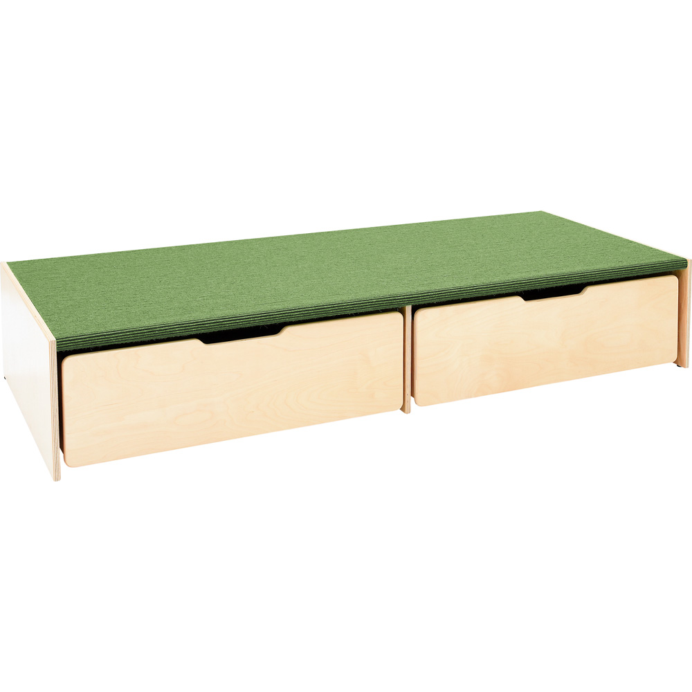 Pódium s úložným priestorom v predu, výška 30 cm - tmavozelené