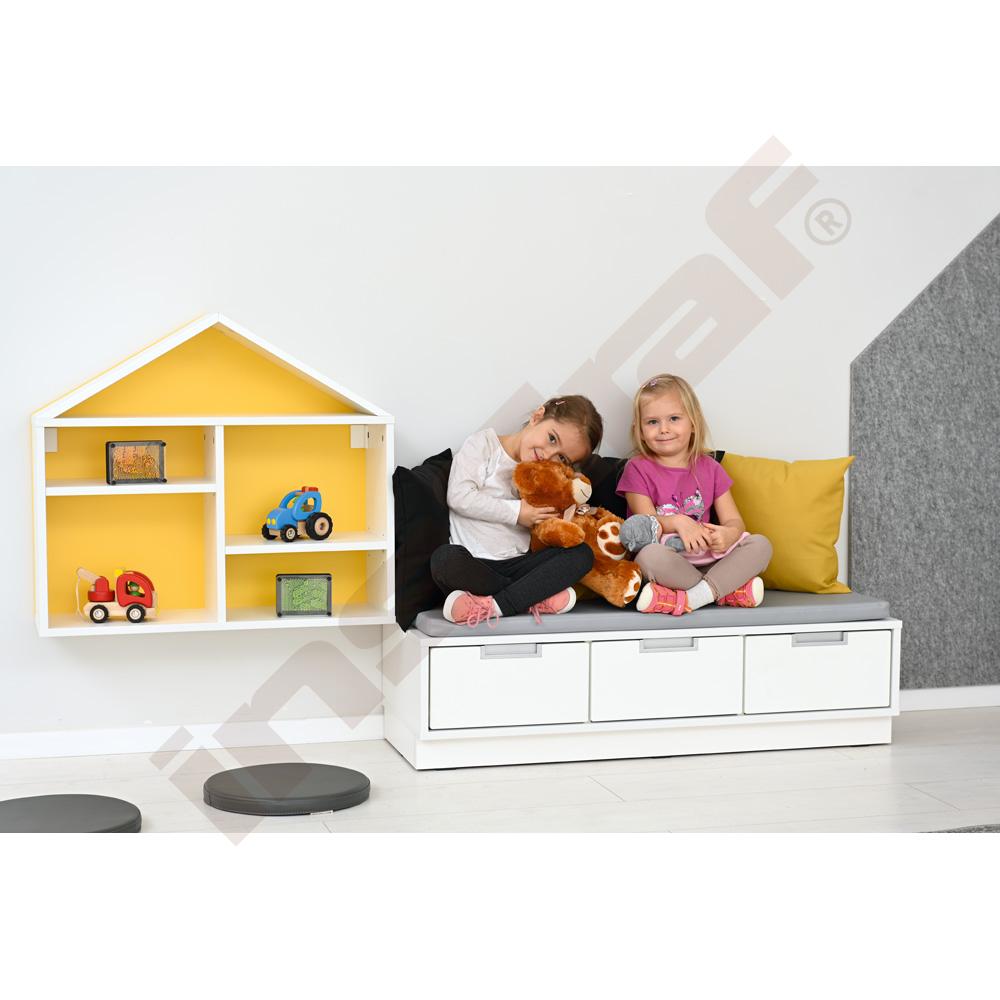 Quadro - Sitzbank mit Schubladen B 116, weiß - mit grauer Matte