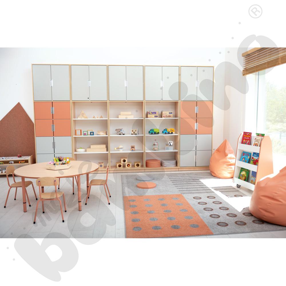 Dywan w kropki i paski, szaro-łososiowy, 2 x 3 m