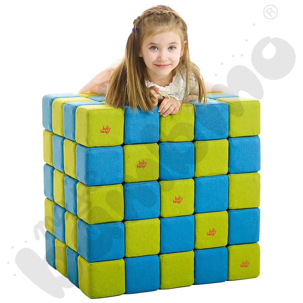 Zestaw klocków JollyHeap - niebiesko-limonkowe, 100 szt.