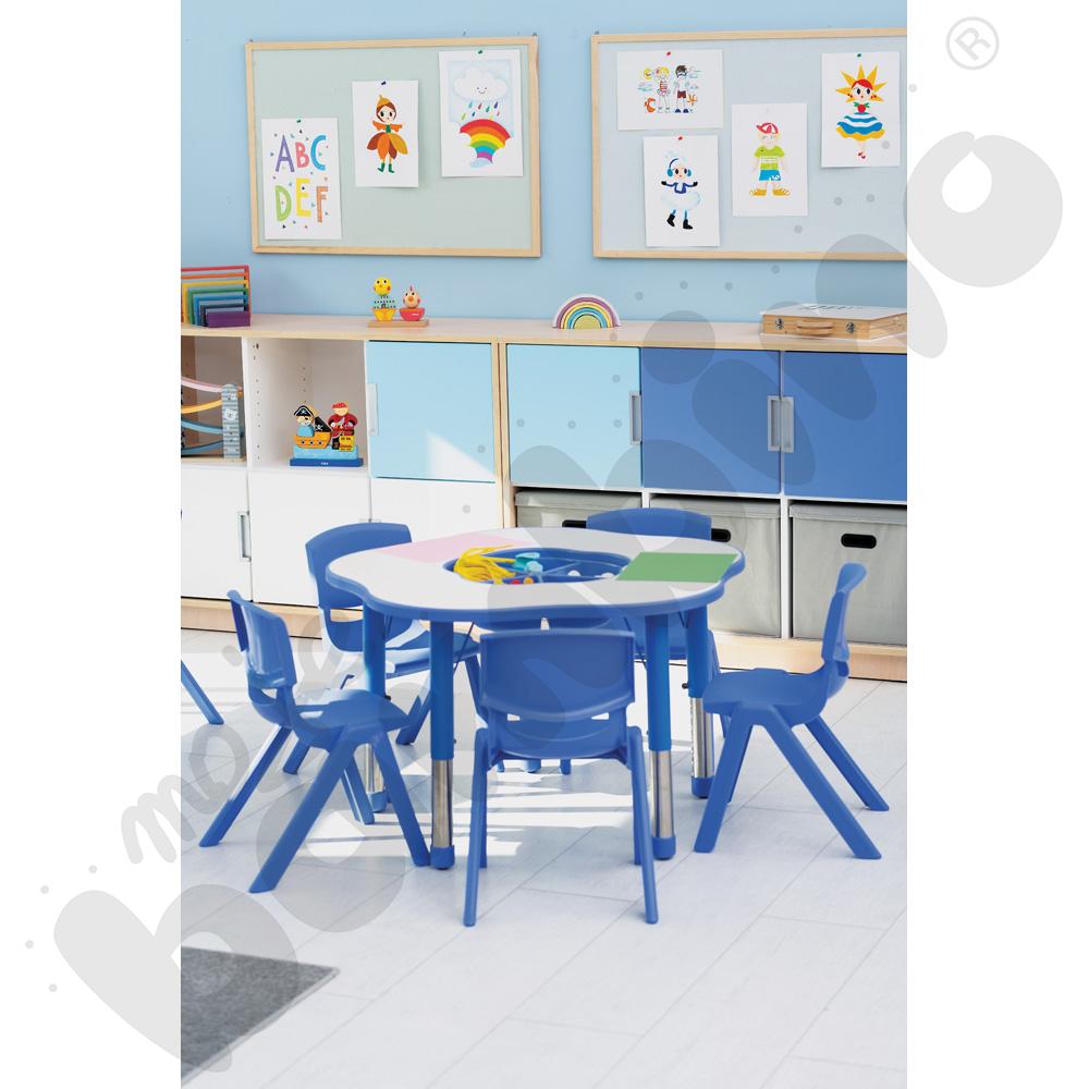 Stolik Pino z organizerem z regulowaną wysokością, rozm. 0-3 – niebieski