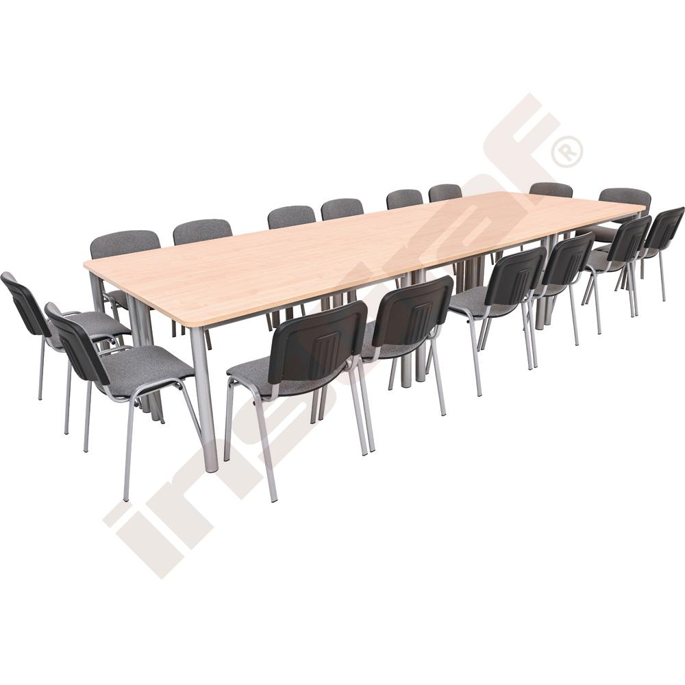 Konferenčné stoly so 16 stoličkami ISO Alu bledosivými