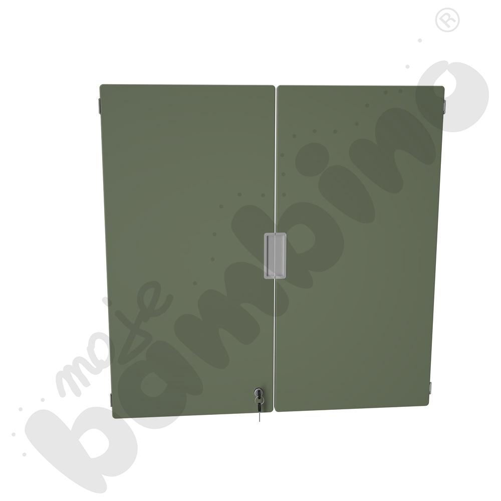 Quadro - drzwiczki średnie z zamkiem 90, do szafek bez przegrody, 1 para, cichy domyk - ciemnooliwkowe