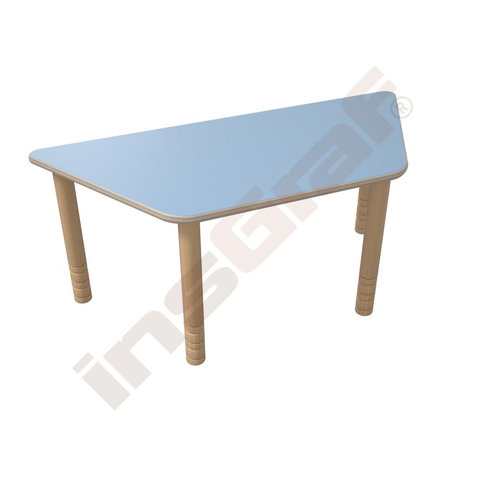 
Flexi Trapezförmiger Tisch, 120 x 60 x 70 x 60, hvstb. 58-76 cm, HPL hellblau
