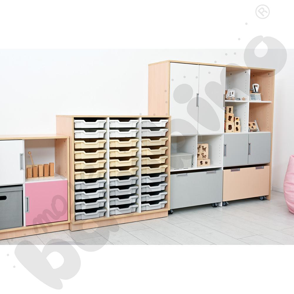 Quadro - szafka M+ na plastikowe pojemniki - z 2 przegrodami, klon jasny