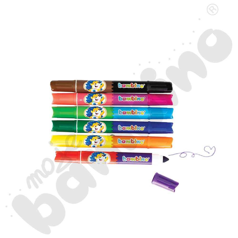 Flamastry dwustronne Jumbo BAMBINO, 12 kol.