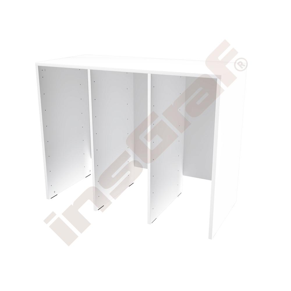 Regál Grande M bez soklu, na plastové zásobníky – 3 sloupy – bílý