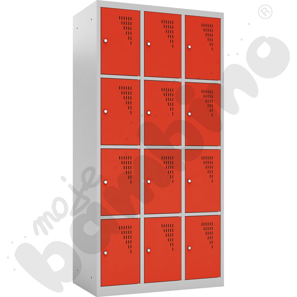 Szafka skrytkowa z 12 schowkami drzwi czerwone