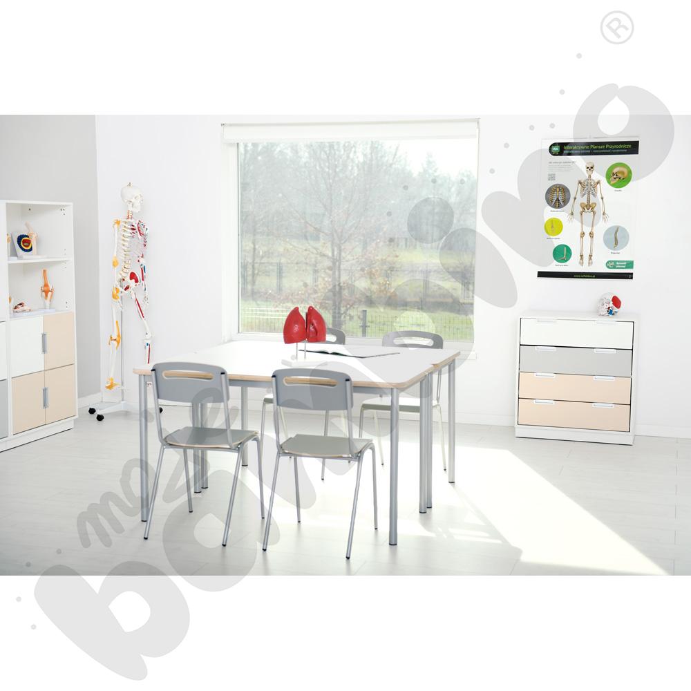 Krzesło H szare rozm. 6, stelaż srebrny