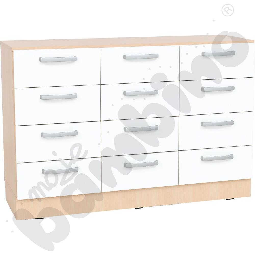 Regał Grande M głęboki z 12 szufladami - klon jasny-biały