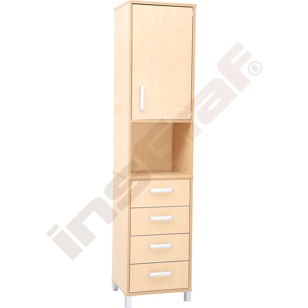 Vysoká skříň sloup Flexi se zásuvkami na nožkách , bříza