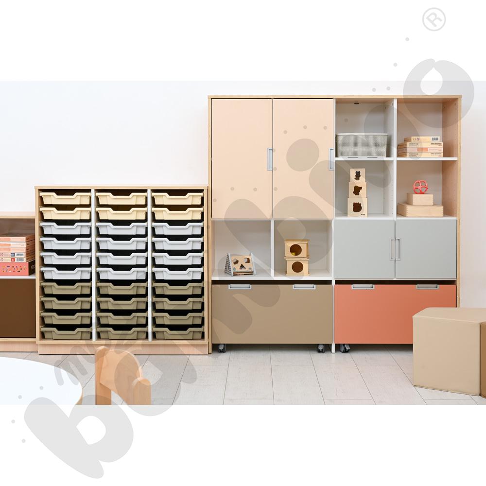 Quadro - szafka M+ na plastikowe pojemniki - z 2 przegrodami, klon jasny