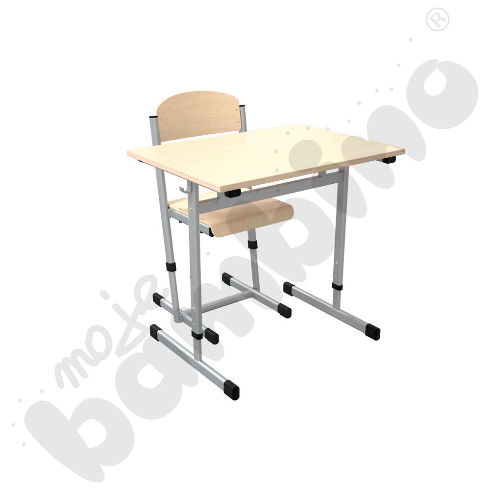   Stół IN-T 1-os. klon jasny z krzesłem T, rozm. 4-6, aluminium  