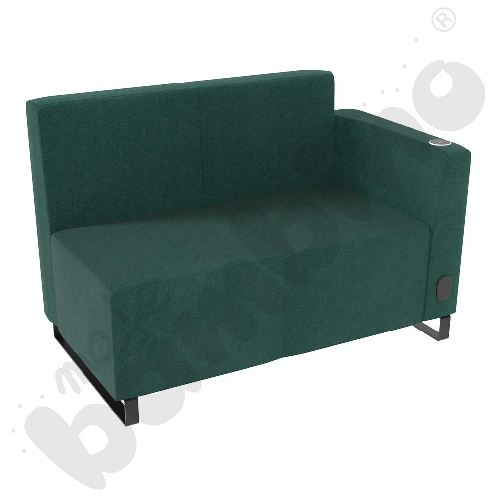 Sofa Universum 2-os. wys. 82 cm, bok niski prawy z gniazdkiem elektrycznym i indukcją, tkanina KG10