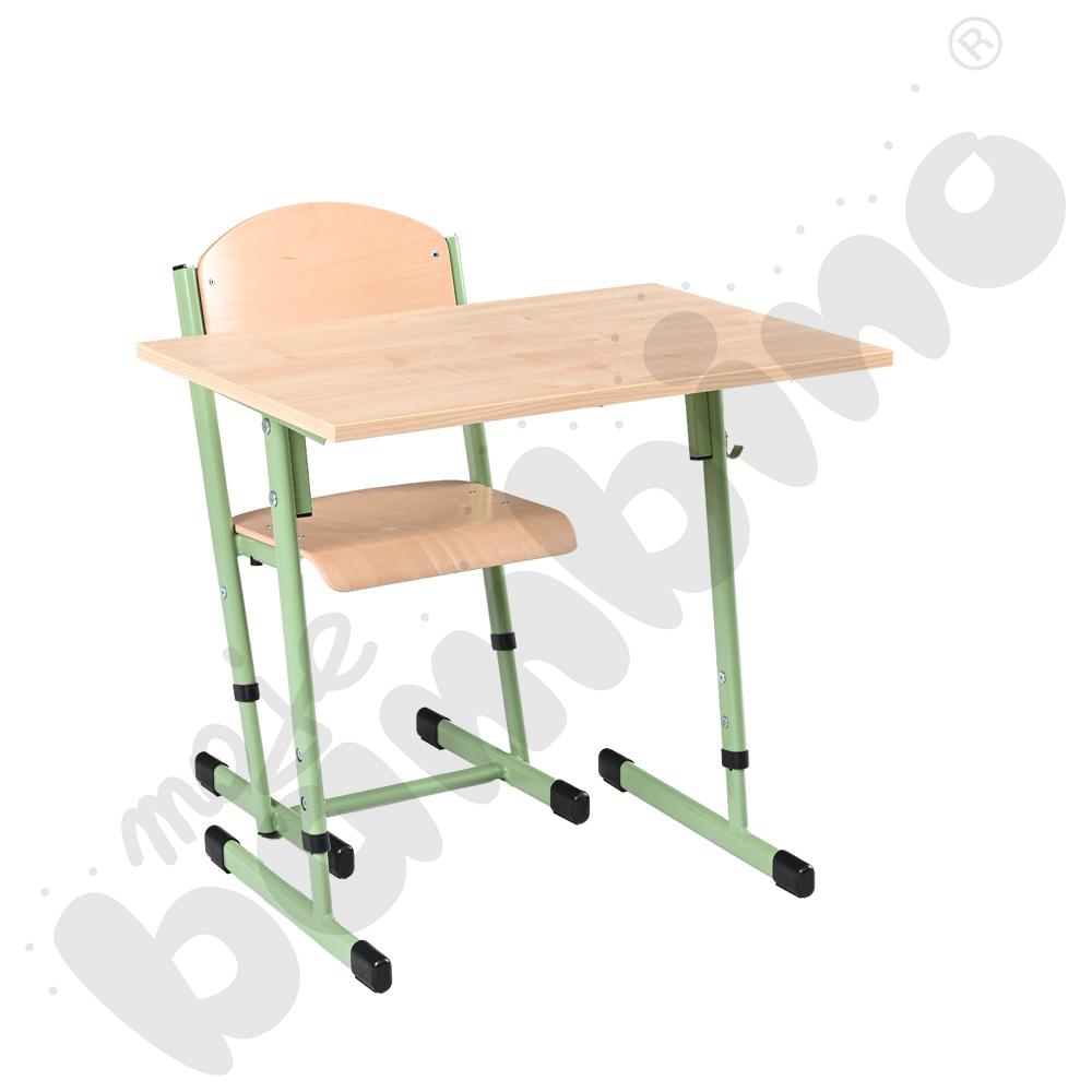 Stół T 1-os. klon z krzesłem T, rozm. 3-4, oliwkowy